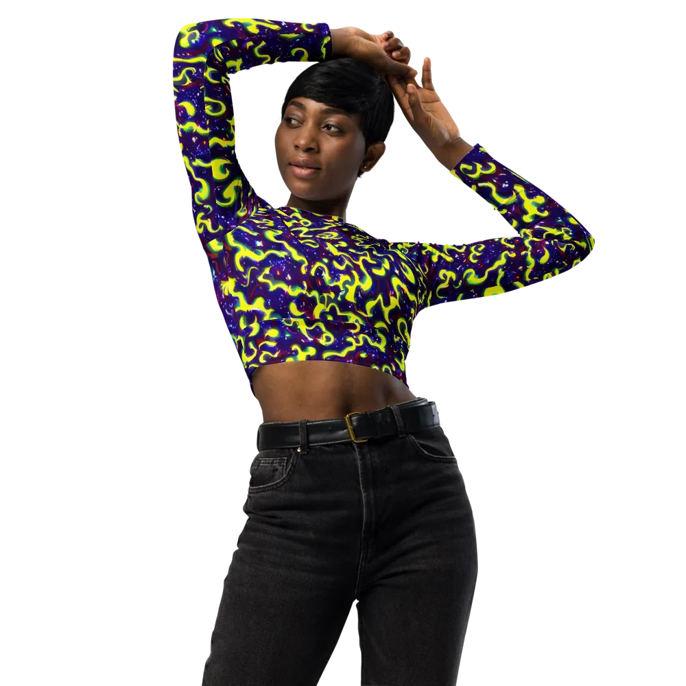Ultraviolet Vortex on Long Sleeve Crop Top — Front