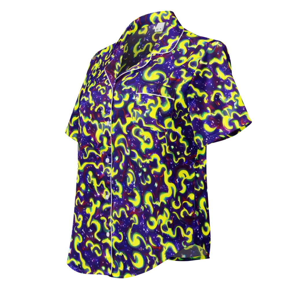 Ultraviolet Vortex on Women's Short Sleeve Pajama Top — Left Front