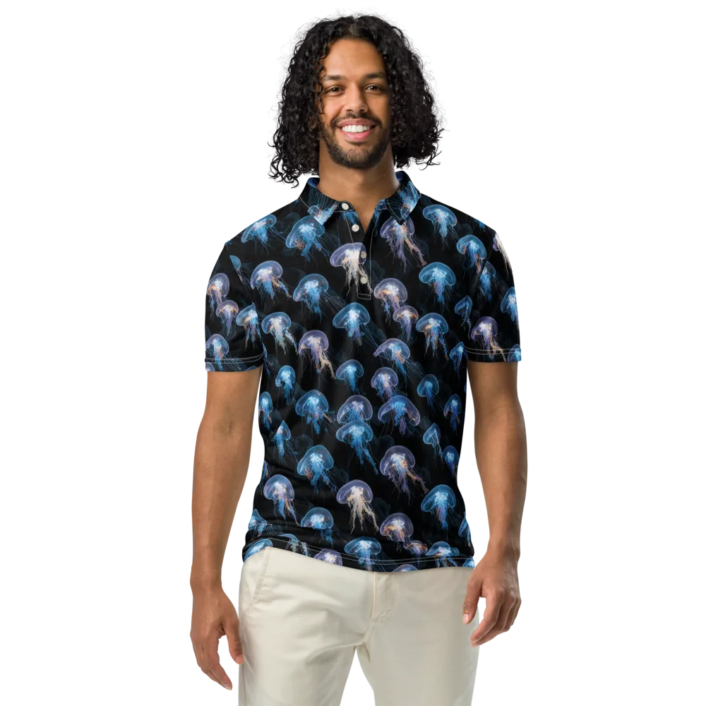 Deep-sea Reverie on Men's Slim Fit Polo Shirt — Front