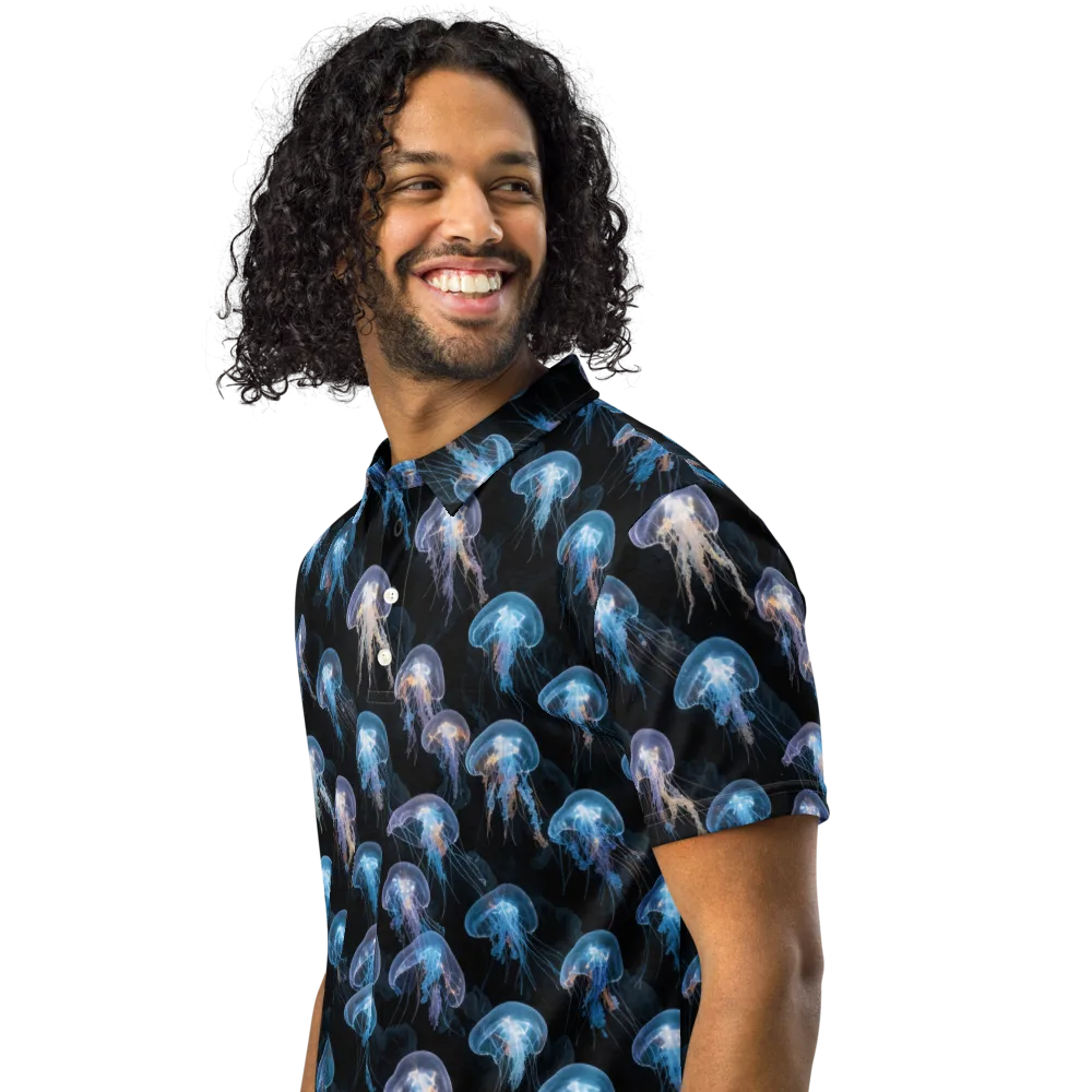 Deep-sea Reverie on Men's Slim Fit Polo Shirt — Left Front