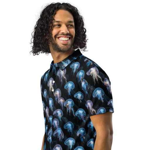 Deep-sea Reverie on a Men's Slim Fit Polo Shirt