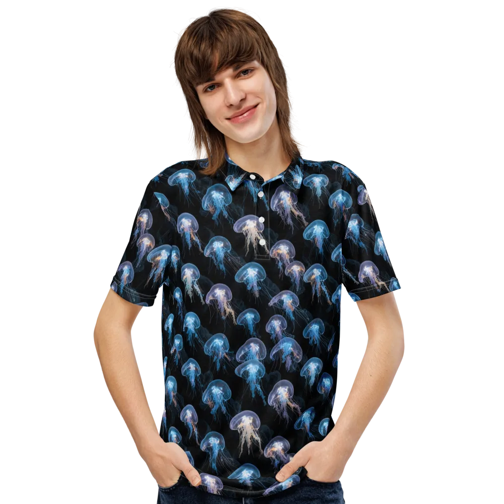 Deep-sea Reverie on Men's Slim Fit Polo Shirt — Front