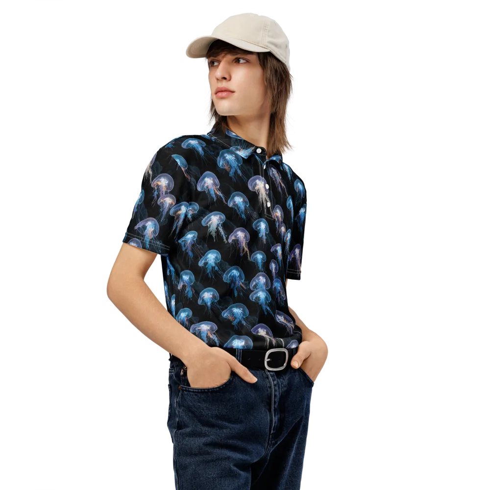 Deep-sea Reverie on Men's Slim Fit Polo Shirt — Right Front
