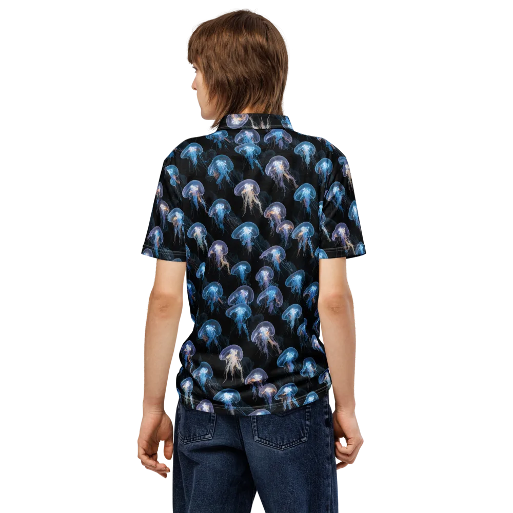 Deep-sea Reverie on Men's Slim Fit Polo Shirt — Back