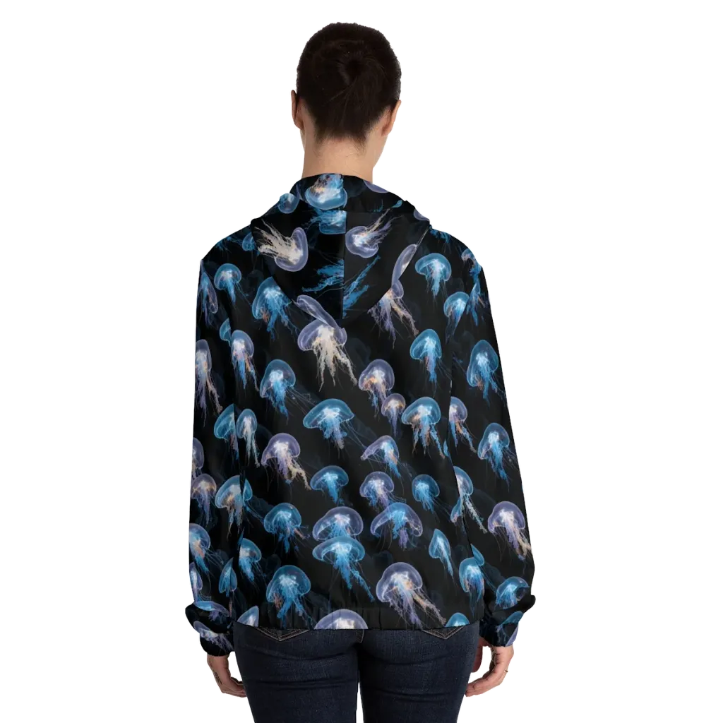Deep-sea Reverie on Women's Full-Zip Hoodie — Back On Person