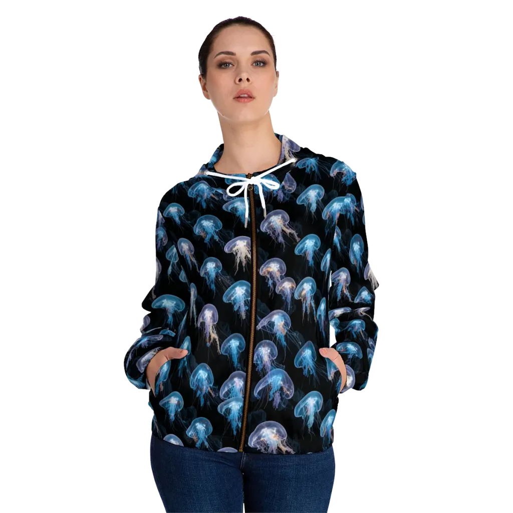 Deep-sea Reverie on Women's Full-Zip Hoodie — Front On Person