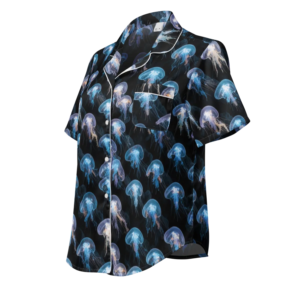 Deep-sea Reverie on Women's Short Sleeve Pajama Top — Left Front
