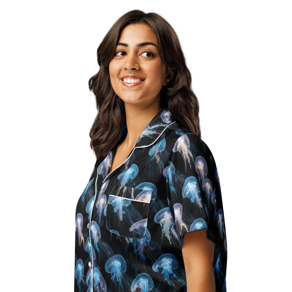 Deep-sea Reverie on Women's Short Sleeve Pajama Top — Left Front