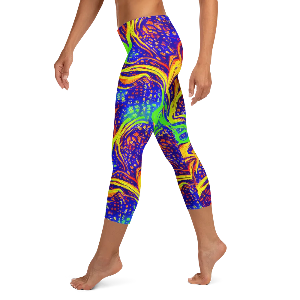 Firewater Maze on Capri Leggings — Left