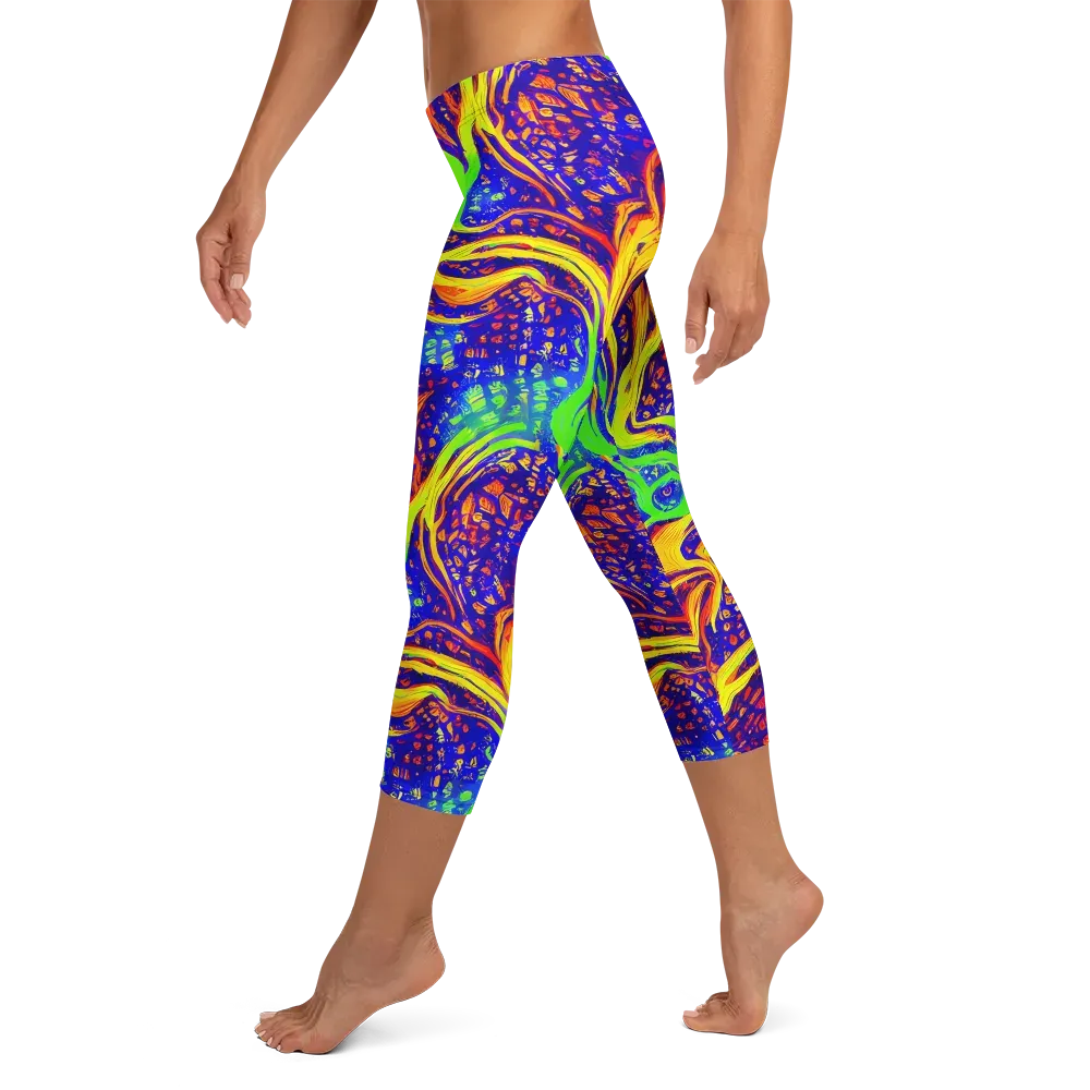 Firewater Maze on Capri Leggings — Left