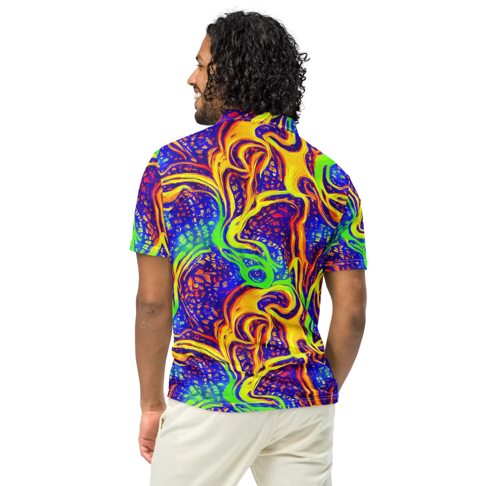 Firewater Maze on Men's Slim Fit Polo Shirt — Back