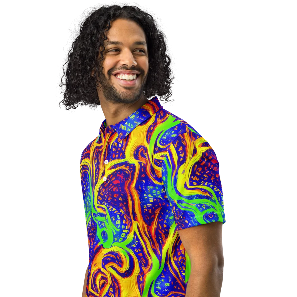Firewater Maze on Men's Slim Fit Polo Shirt — Left Front