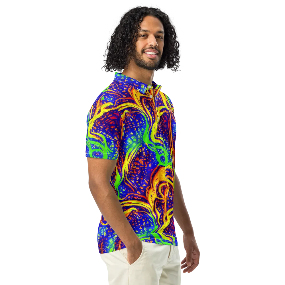 Firewater Maze on Men's Slim Fit Polo Shirt — Right Front