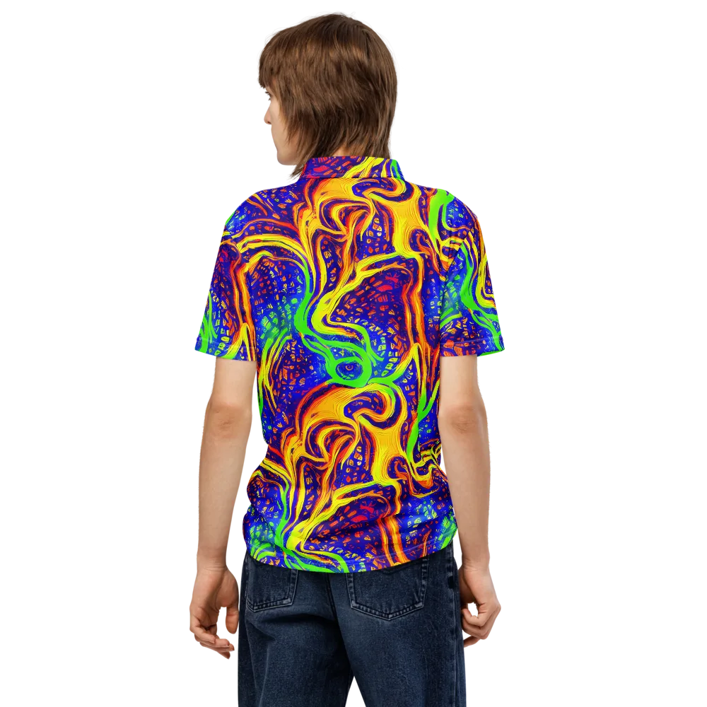 Firewater Maze on Men's Slim Fit Polo Shirt — Back