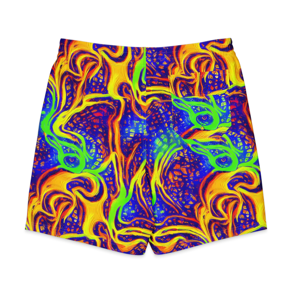 Firewater Maze on Men's Board Shorts — Back