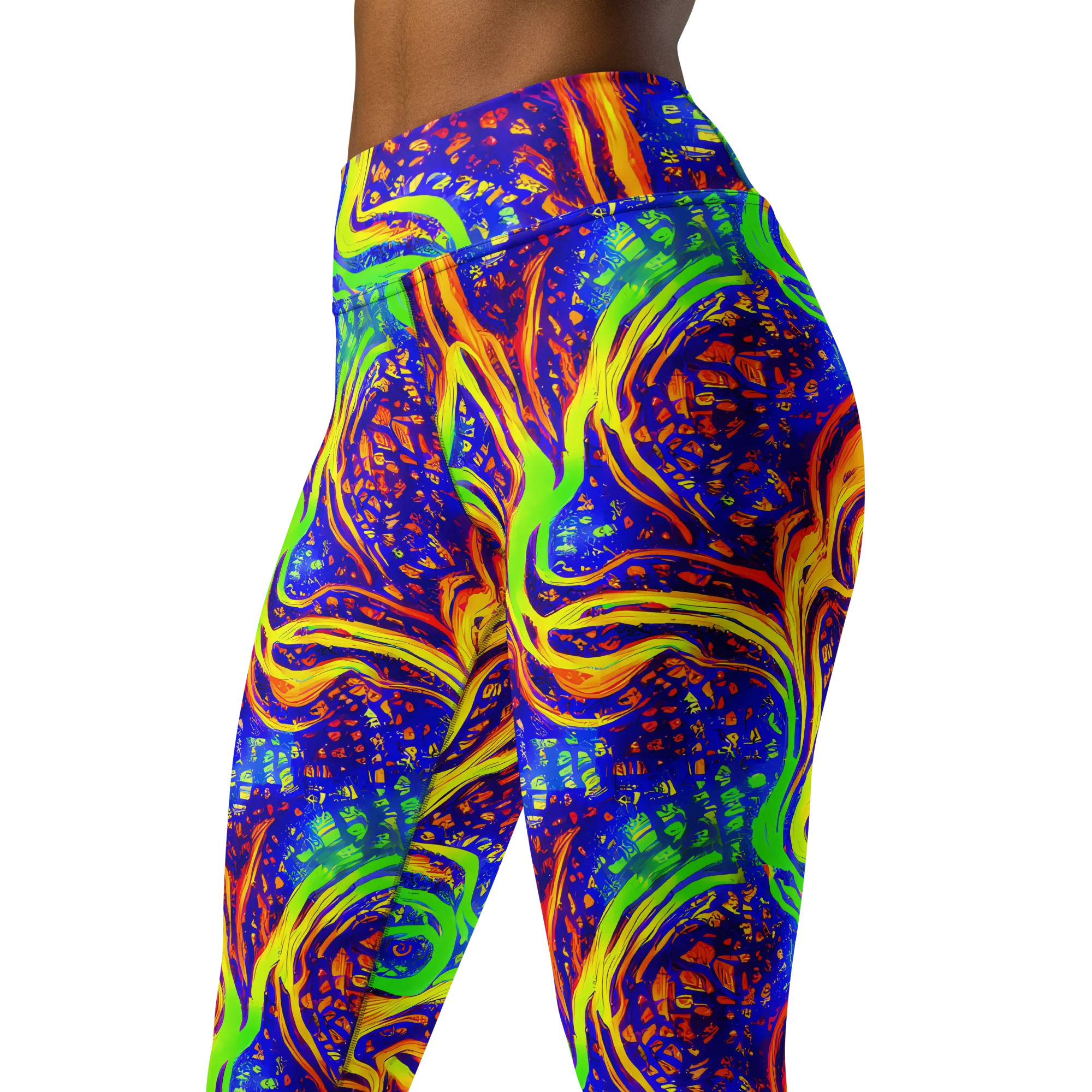 Firewater Maze on Yoga Leggings — Left Front