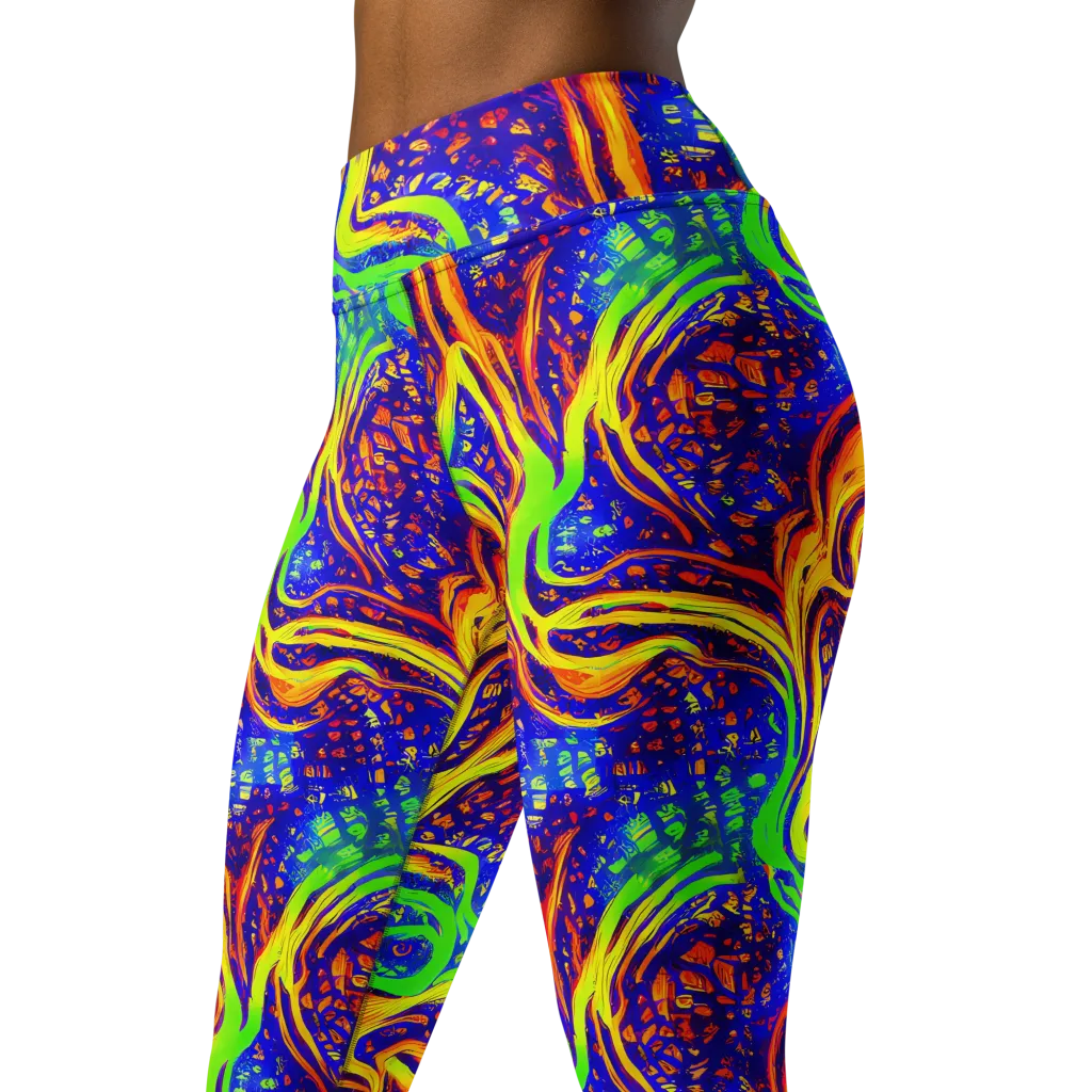 Firewater Maze on Yoga Leggings — Left Front