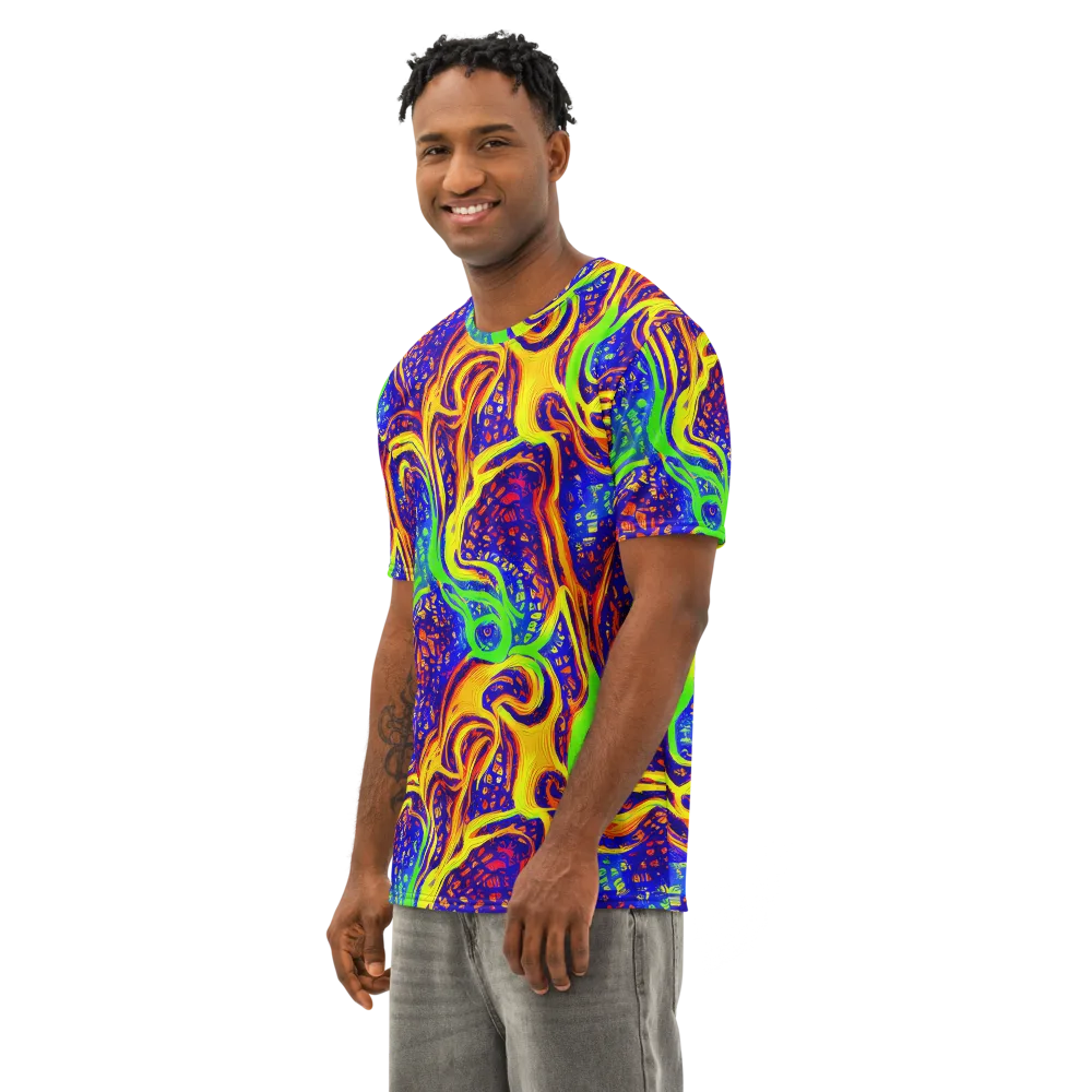 Firewater Maze on Men's Cotton Crew Neck T-Shirt — Left Front