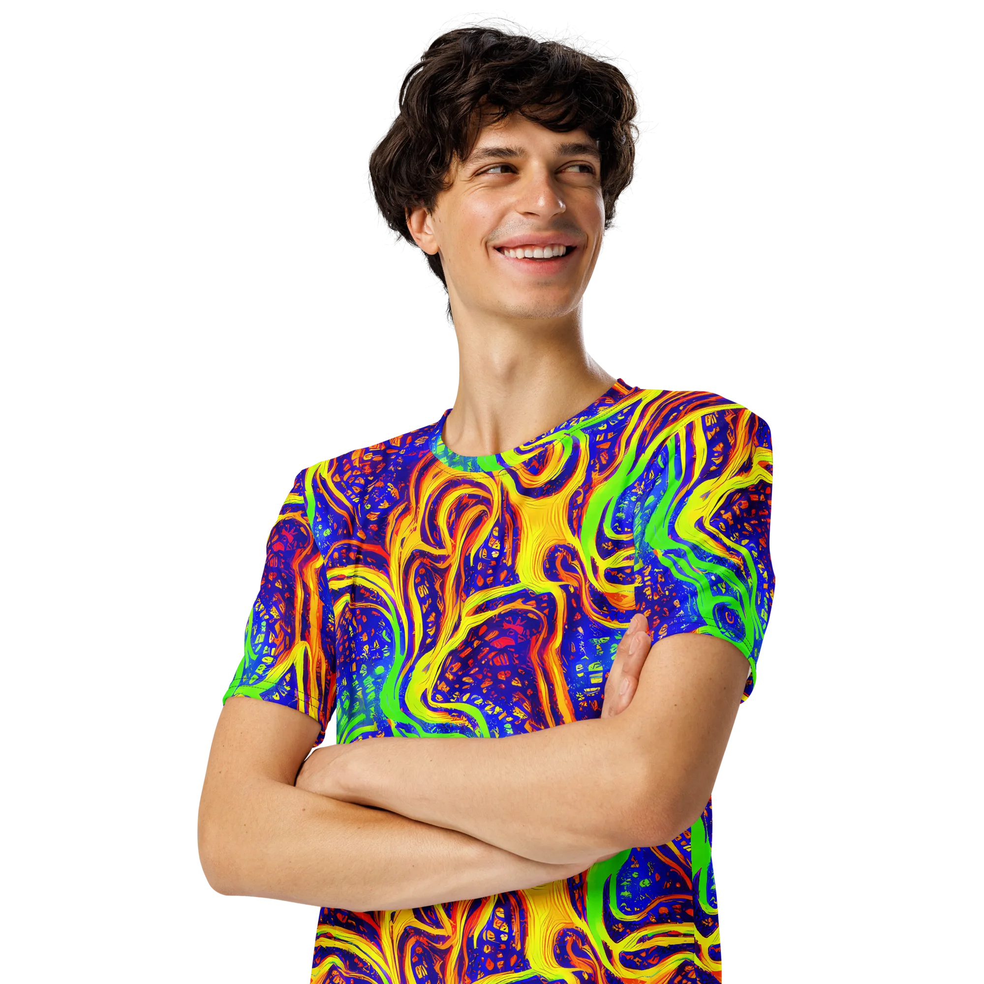 Firewater Maze on Men's Crew Neck T-Shirt — Left Front