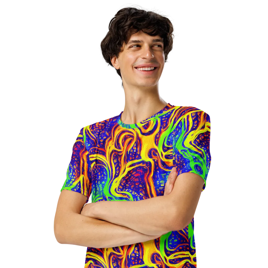 Firewater Maze on Men's Crew Neck T-Shirt — Left Front