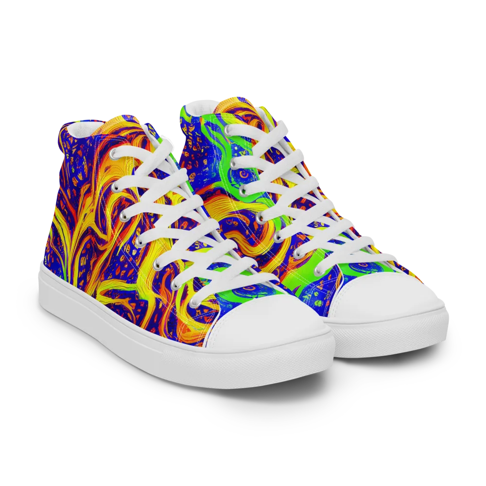Firewater Maze on Men's High Top Canvas Shoes — Right Front