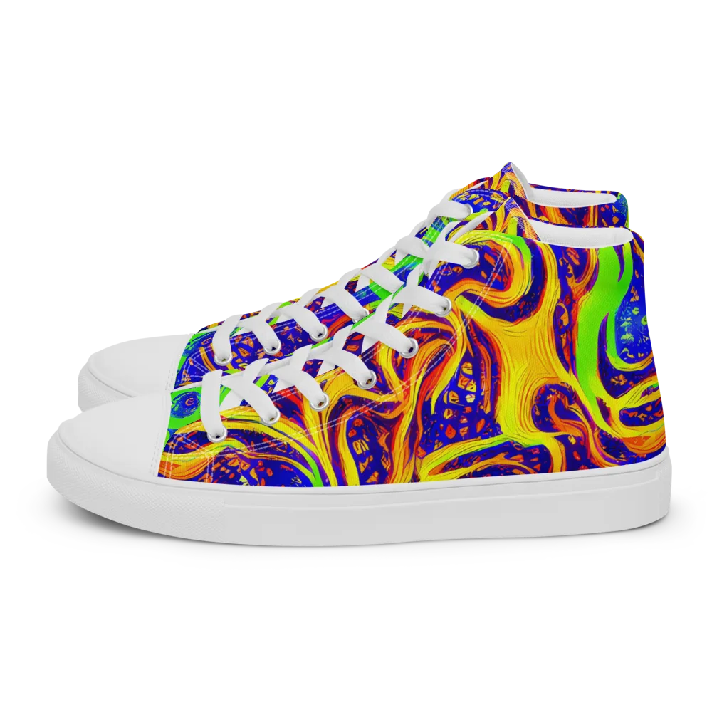 Firewater Maze on Men's High Top Canvas Shoes — Left