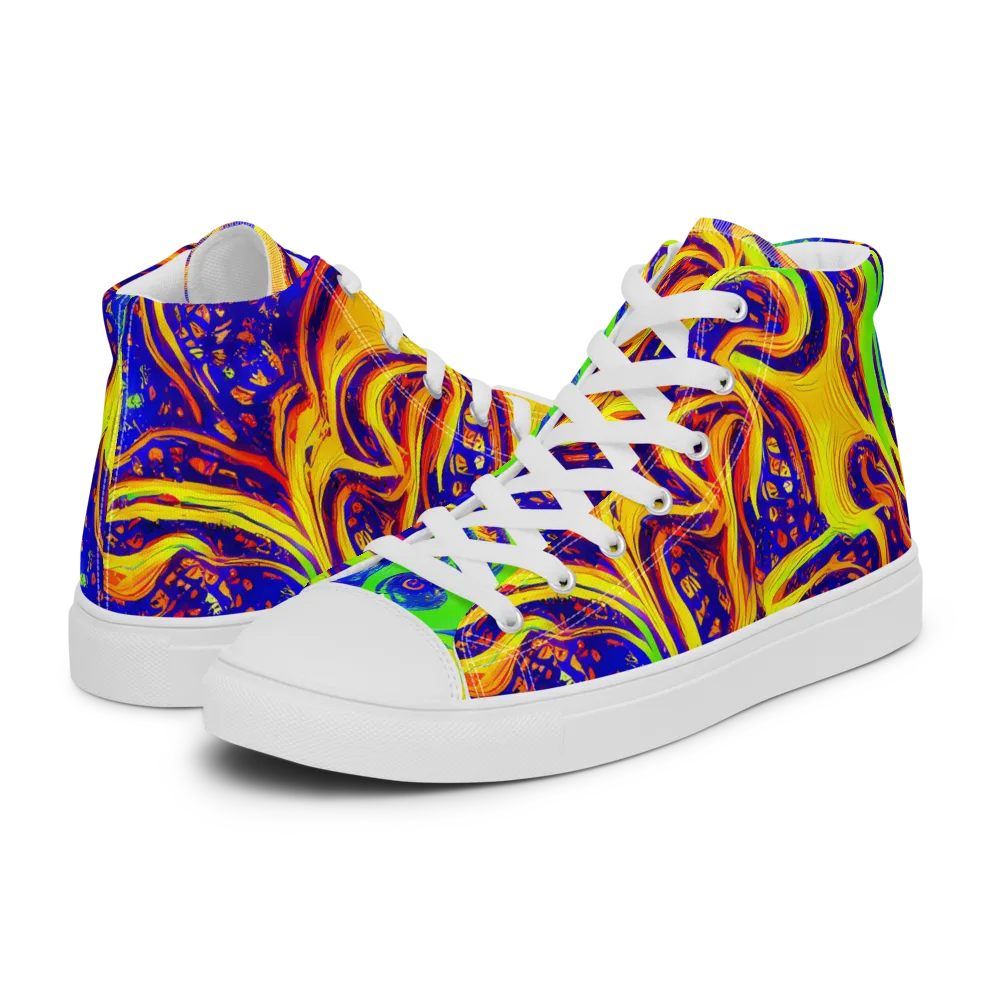 Firewater Maze on Men's High Top Canvas Shoes — Left