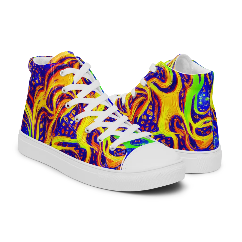 Firewater Maze on Men's High Top Canvas Shoes — Right
