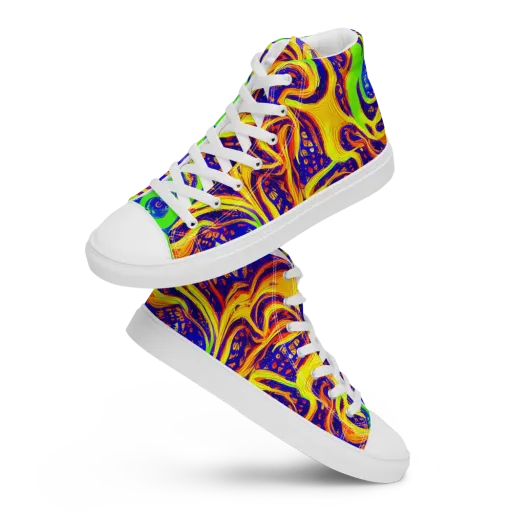 Firewater Maze on a Men's High Top Canvas Shoes