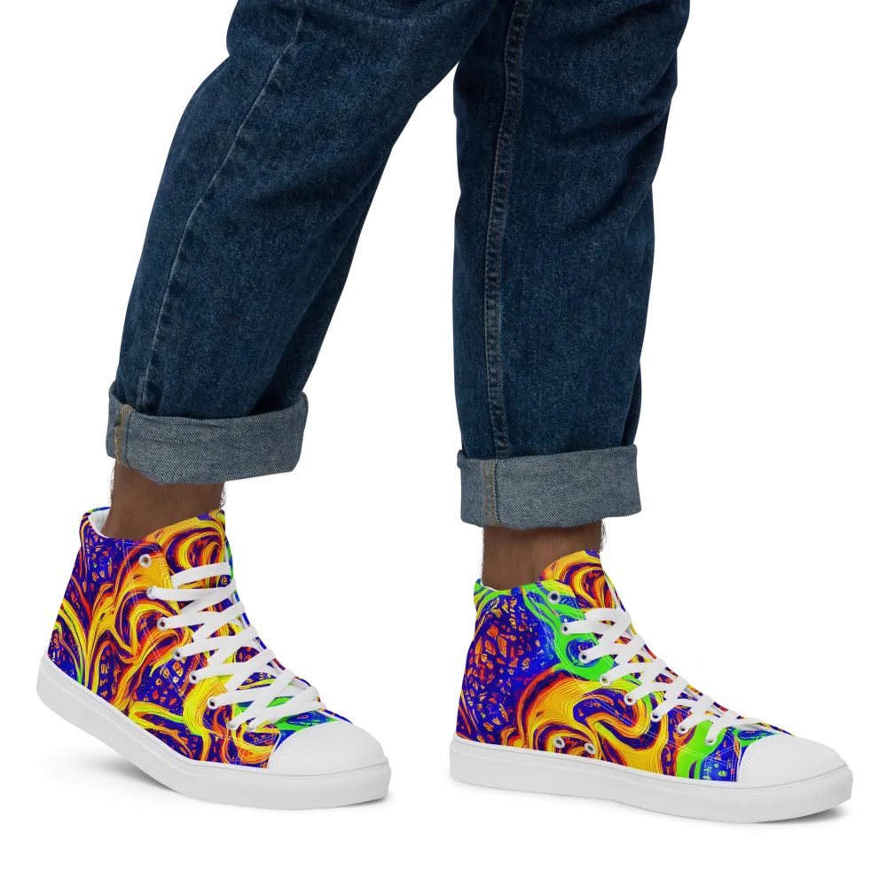 Firewater Maze on Men's High Top Canvas Shoes — Right