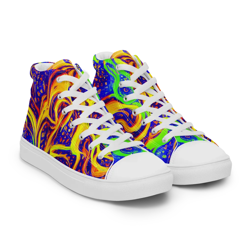Firewater Maze on Women's High Top Canvas Shoes — Right Front