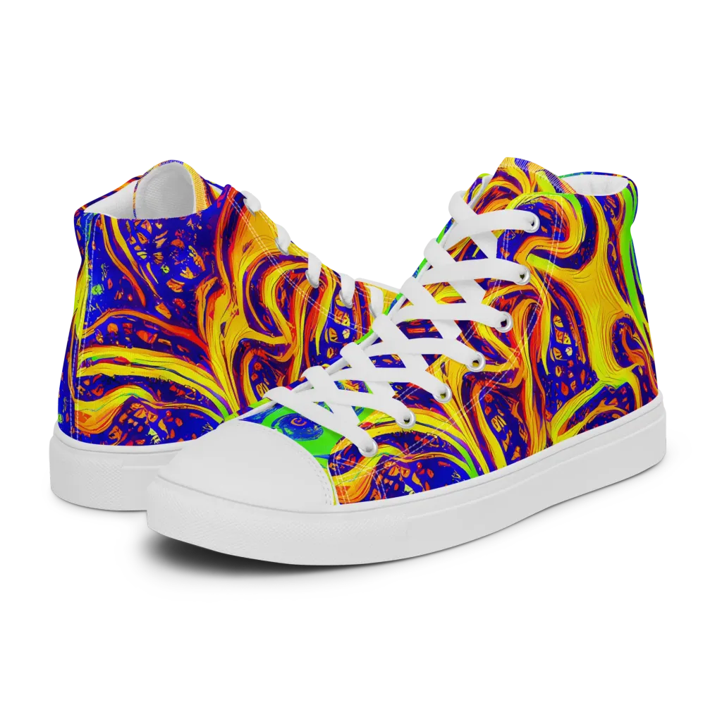 Firewater Maze on Women's High Top Canvas Shoes — Left