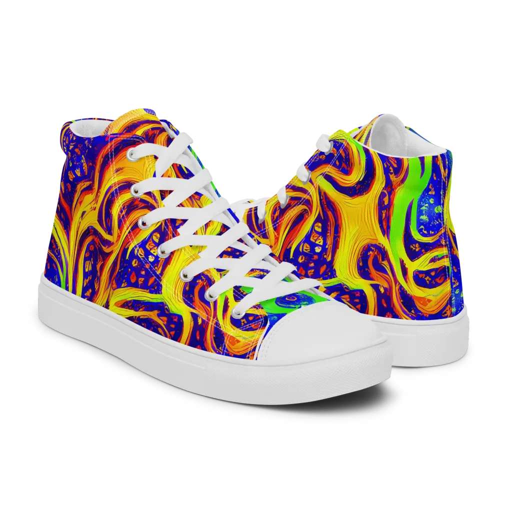 Firewater Maze on Women's High Top Canvas Shoes — Right