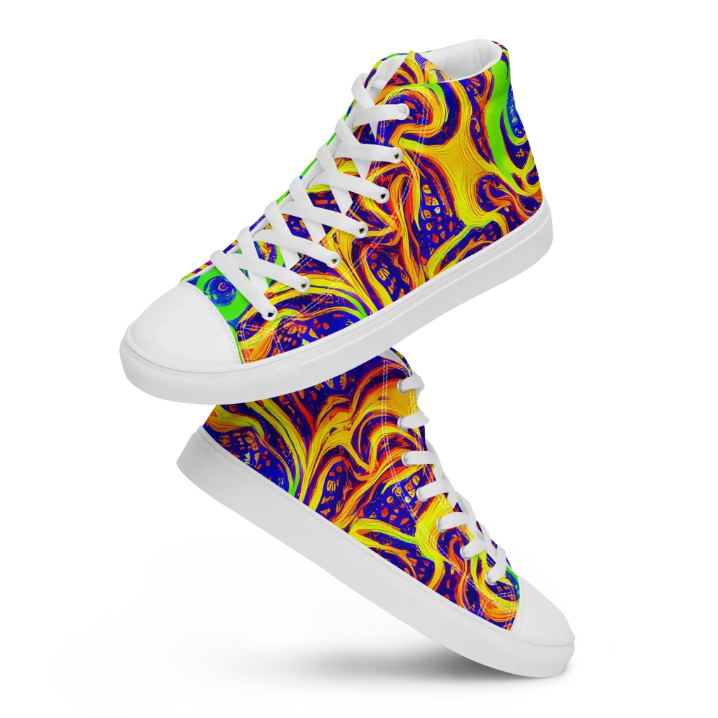 Firewater Maze on Women's High Top Canvas Shoes — Front