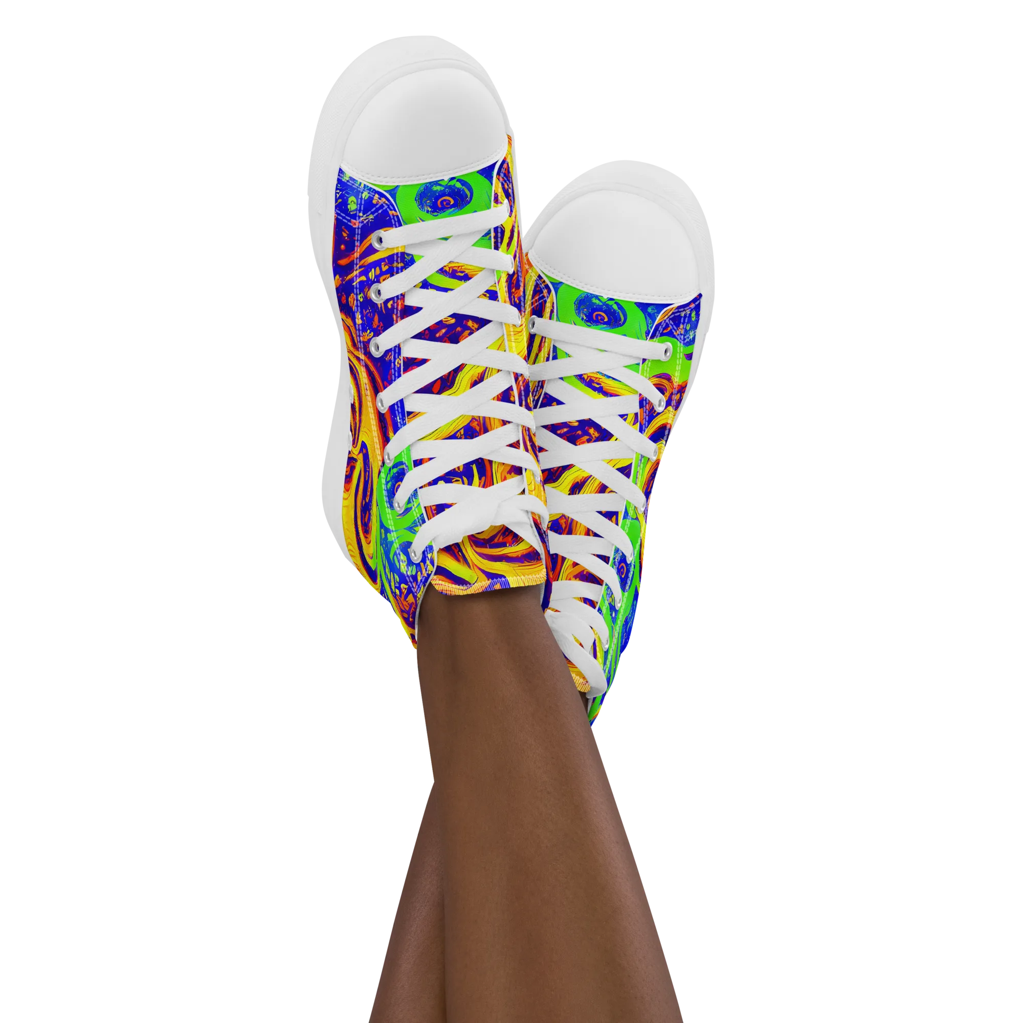 Firewater Maze on Women's High Top Canvas Shoes — Front