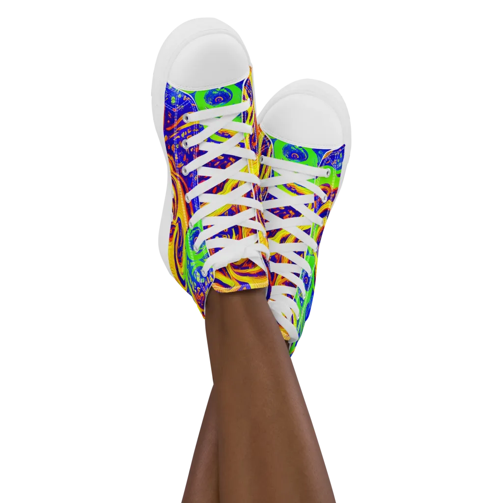 Firewater Maze on Women's High Top Canvas Shoes — Front