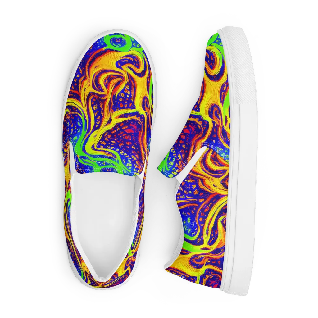 Firewater Maze on Men's Slip-On Canvas Shoes — Front