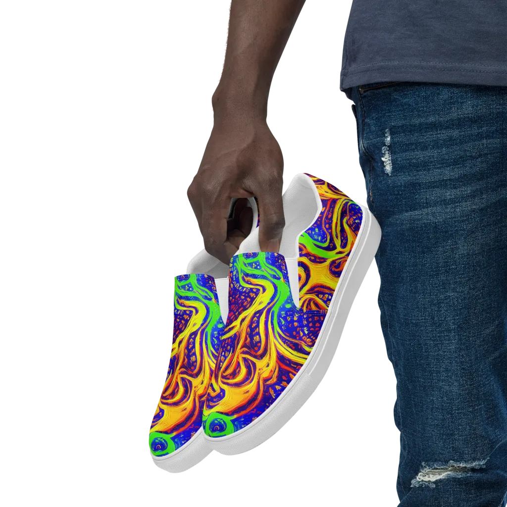 Firewater Maze on Men's Slip-On Canvas Shoes — Left Front