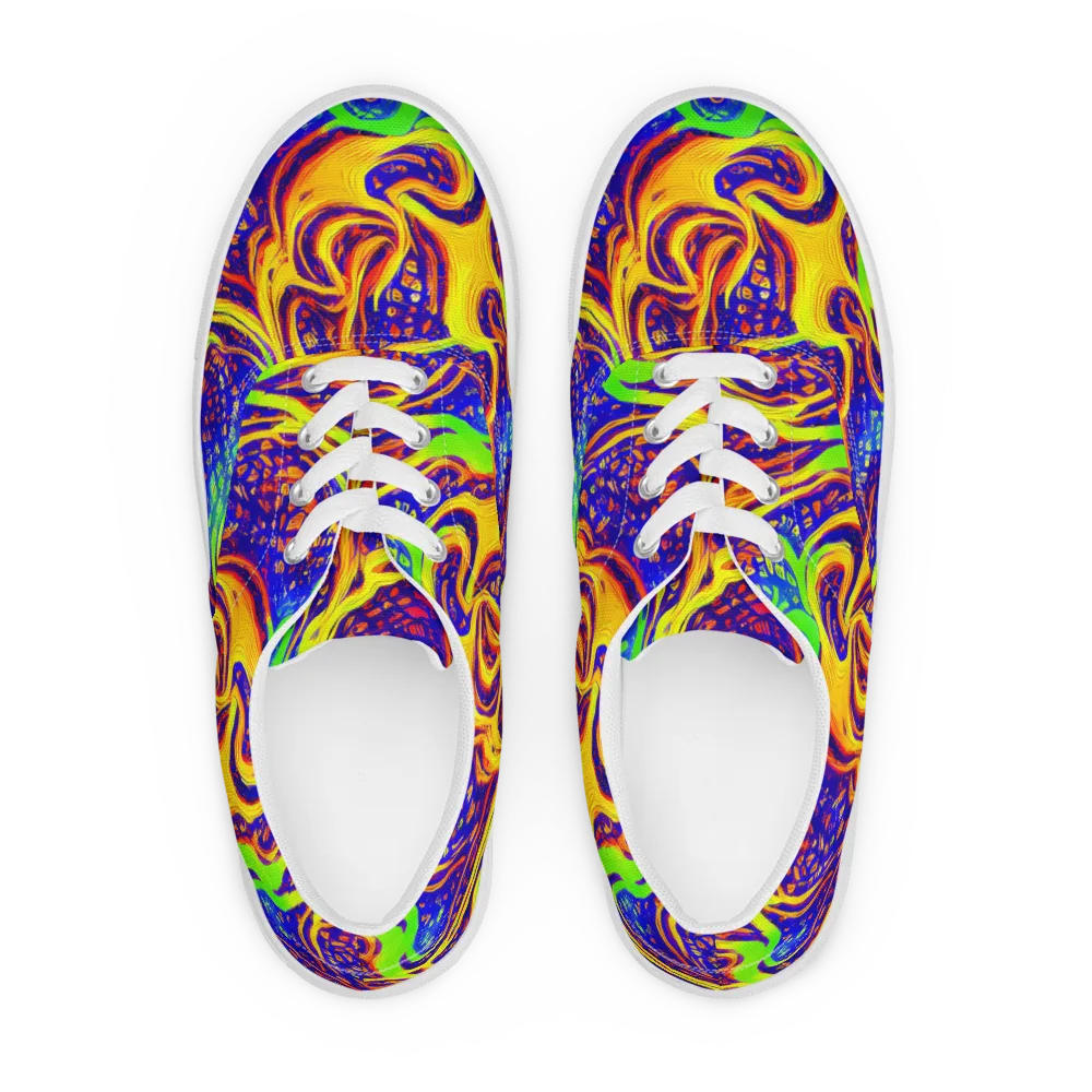 Firewater Maze on Men's Lace-Up Canvas Shoes — Front