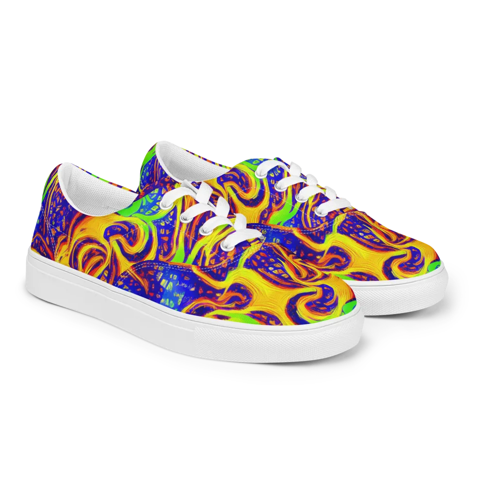 Firewater Maze on Men's Lace-Up Canvas Shoes — Right Front