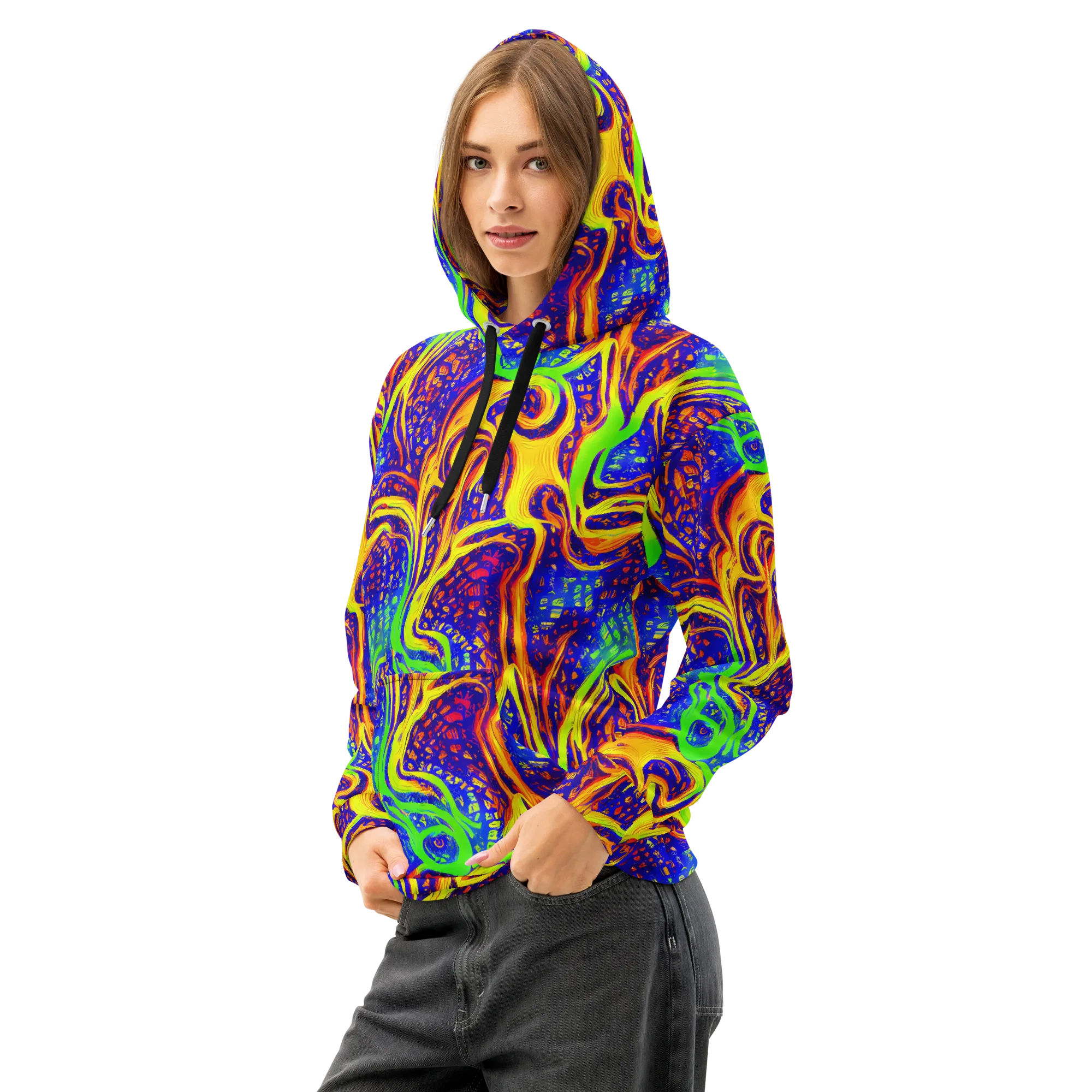 Firewater Maze on Cotton Hoodie — Left Front