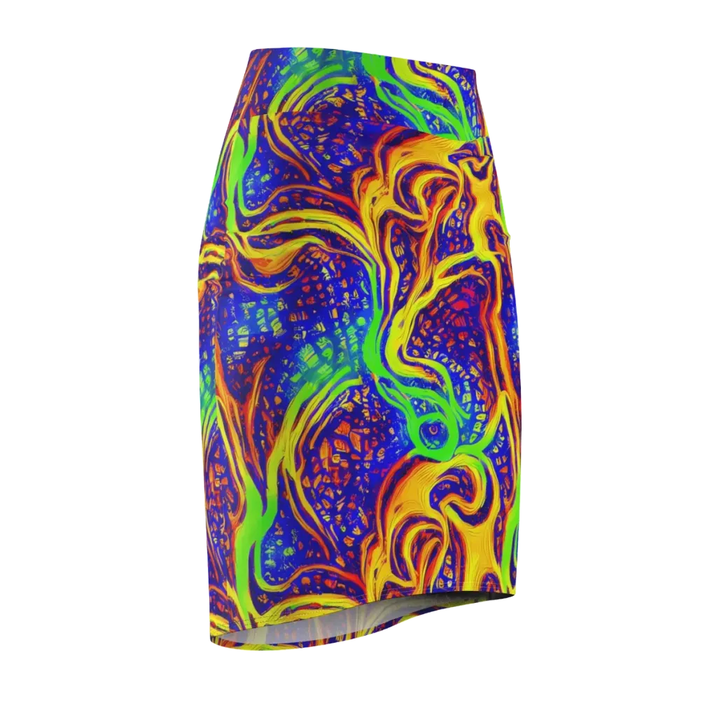 Firewater Maze on Pencil Skirt — Front Side