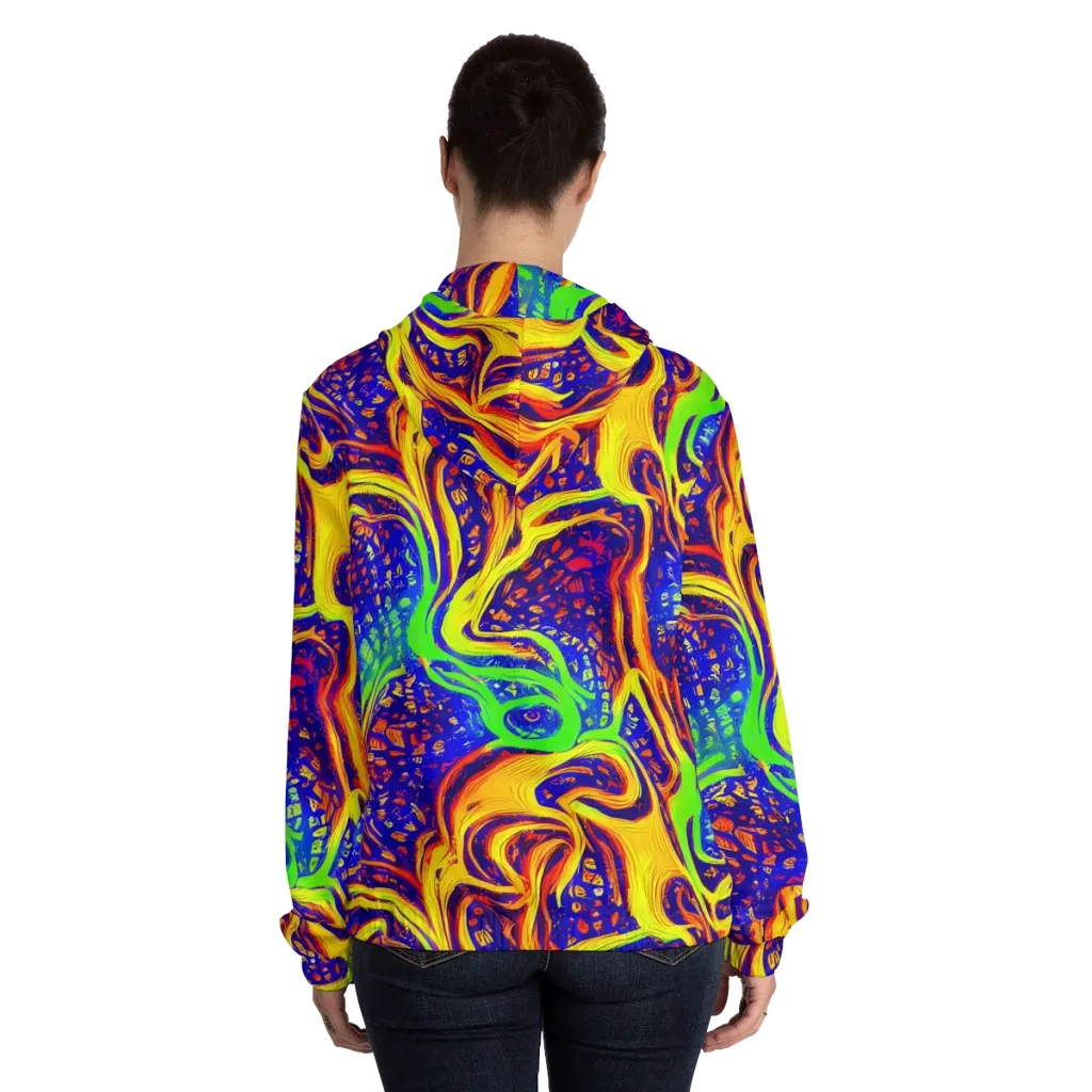 Firewater Maze on Women's Full-Zip Hoodie — Back On Person