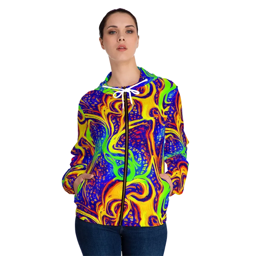 Firewater Maze on Women's Full-Zip Hoodie — Front On Person