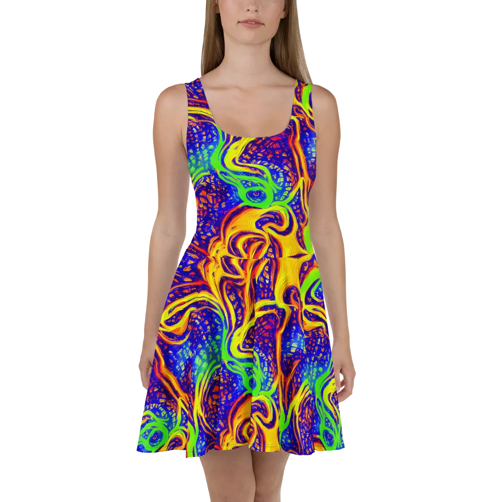 Firewater Maze on Skater Dress — Front