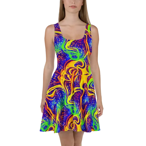 Firewater Maze on a Skater Dress