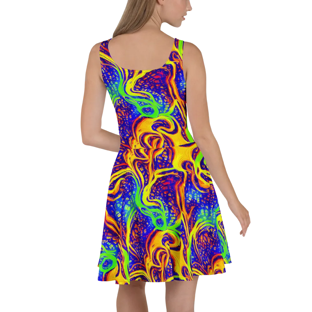 Firewater Maze on Skater Dress — Back