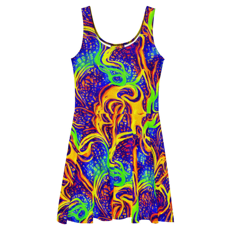 Firewater Maze on Skater Dress — Front