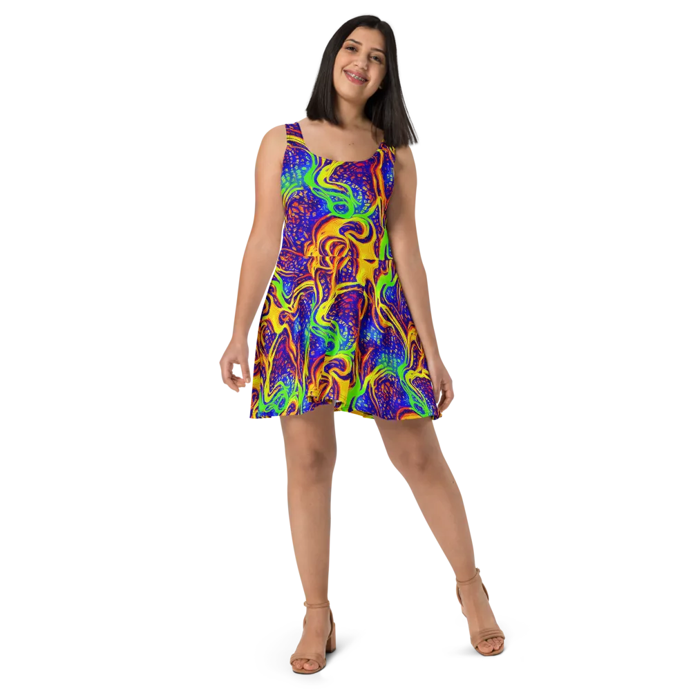 Firewater Maze on Skater Dress — Front