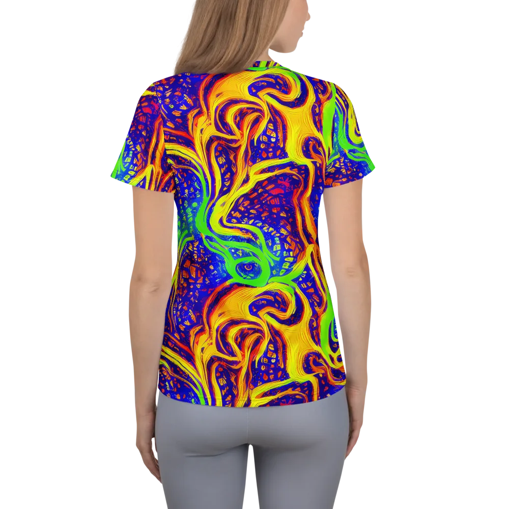 Firewater Maze on Women's Athletic T-Shirt — Back